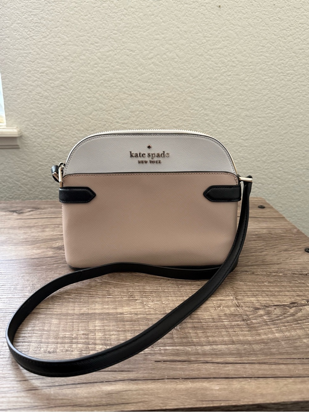 kate spade Two-Tone Blush and White Crossbody with Black Trim